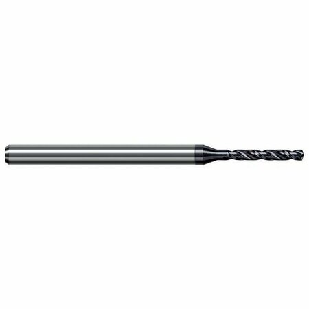 HARVEY TOOL 0.254 mm Drill dia. x 1.7mm Carbide HP Drill for Hardened Steels, 2 Flutes, AlTiN Nano Coated BGN0100-C6